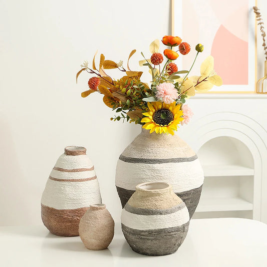 Rustic Farmhouse Textured Ceramic Vase