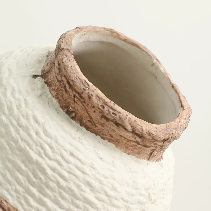 Rustic Farmhouse Textured Ceramic Vase